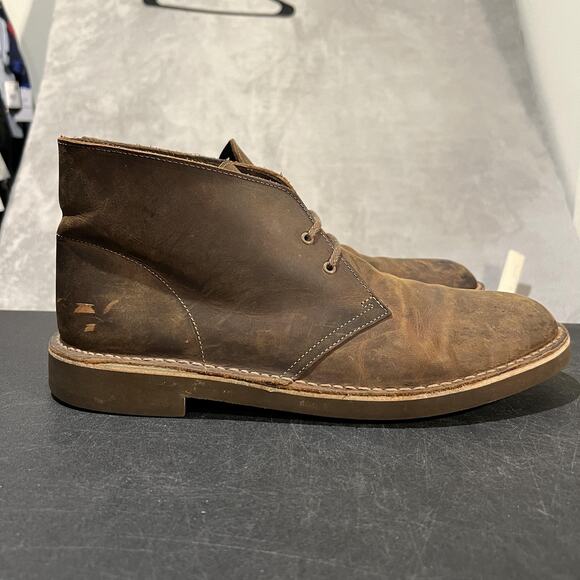 Clarks Bushacre Boots Shoes Mens Size 13 Beeswax Brown Leather Chukka Casual - Picture 1 of 10